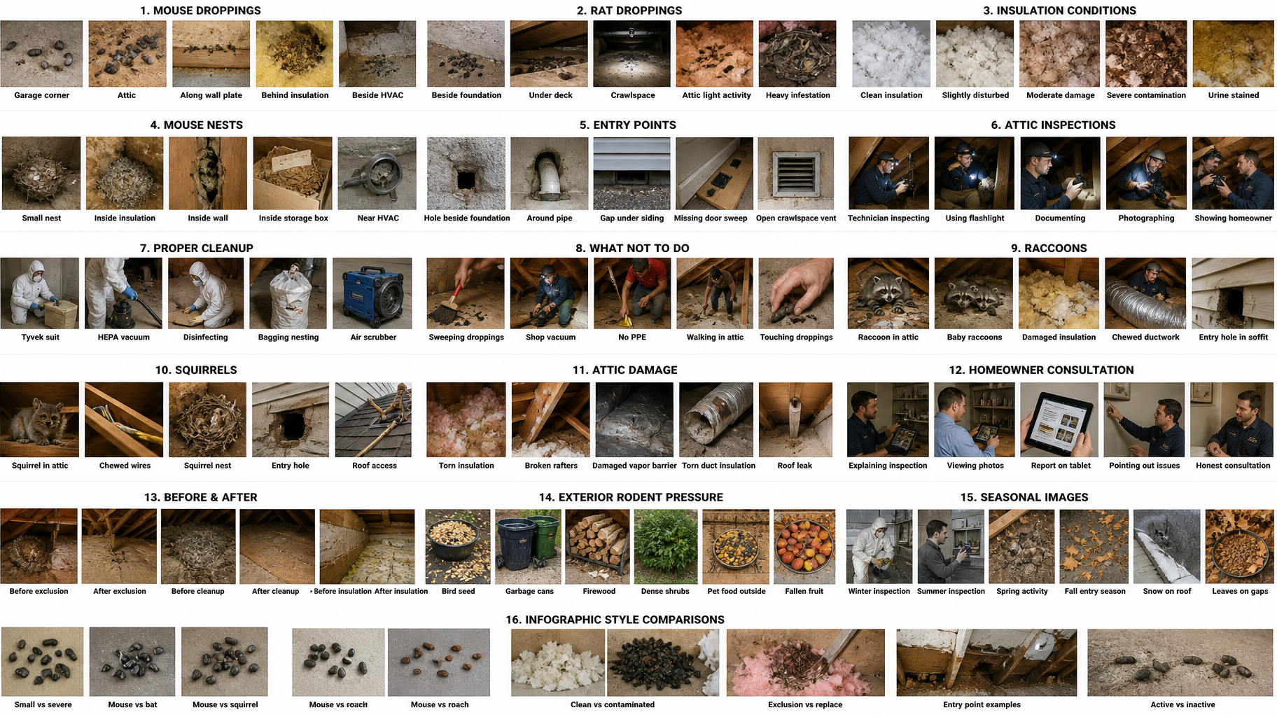 Rodent droppings at an entry point
