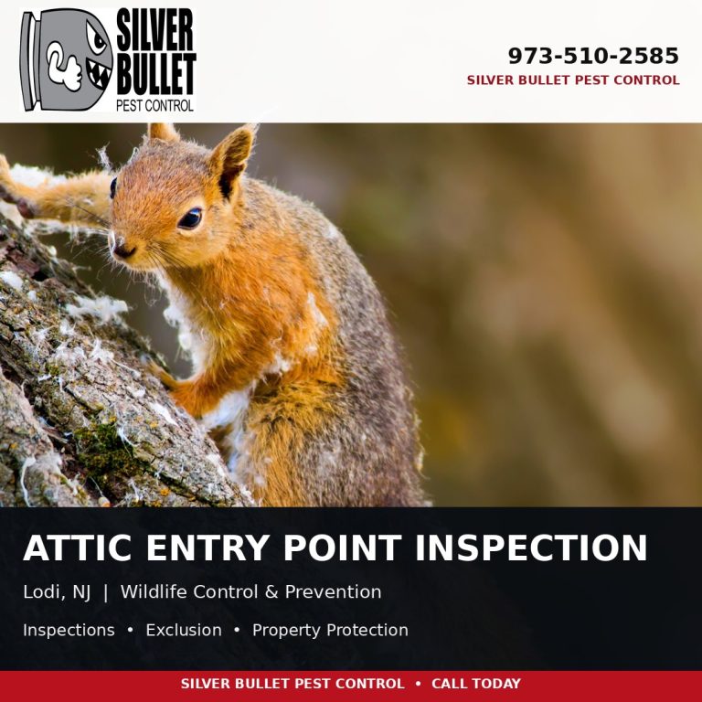 Attic entry point inspection in Lodi, NJ | Silver Bullet Pest Control