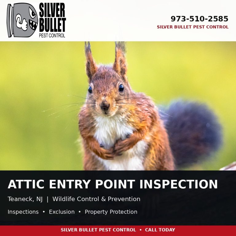 Attic entry point inspection in Teaneck, NJ | Silver Bullet Pest Control